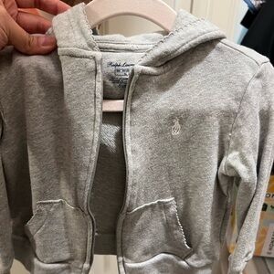 Ralph Lauren Light Gray Kids Zip-Up Hoodie